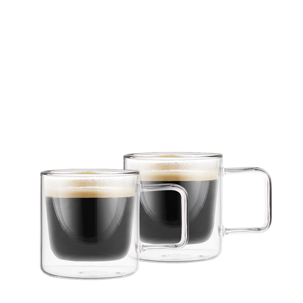 Lot de 2 tasses à café en verre double paroi 80ml - weis