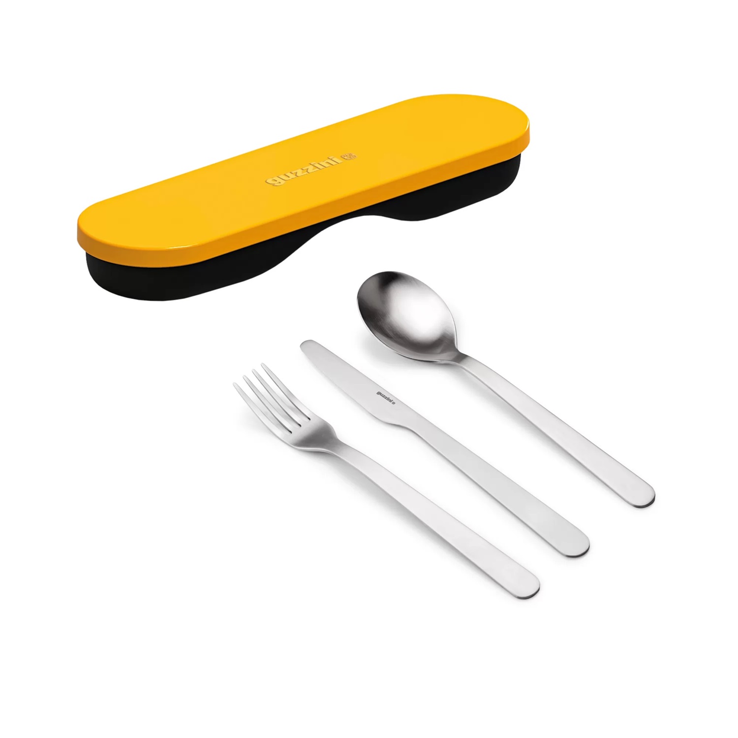 Set de 3 couverts nomade en inox boite ocre - guzzini