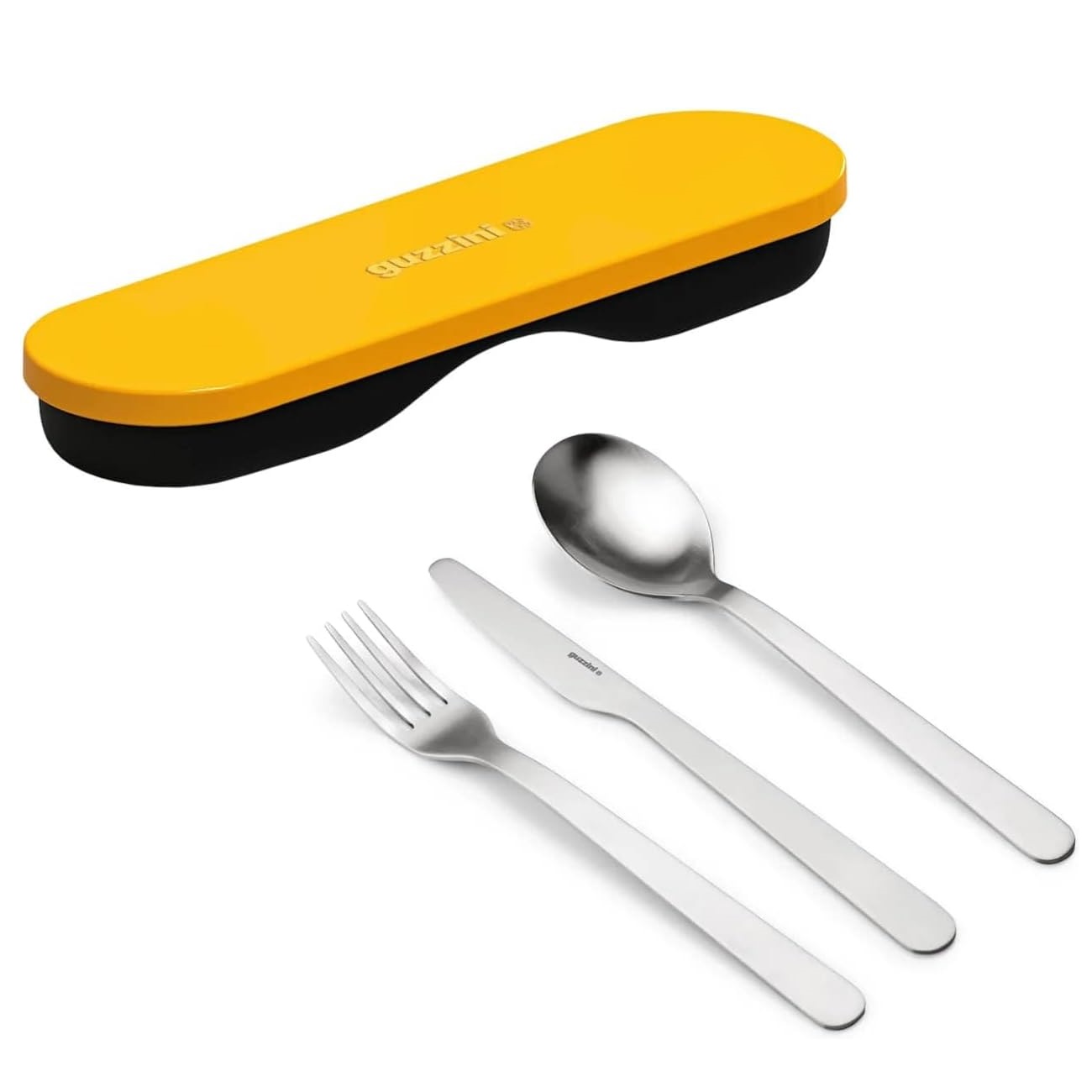 Set de 3 couverts nomade en inox boite jaune store and go - guzzini