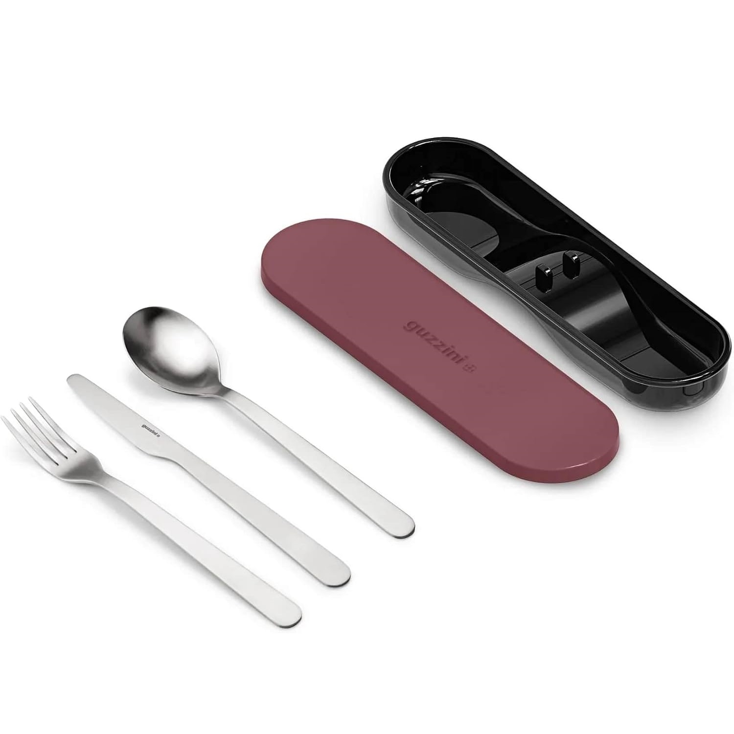 Set de 3 couverts nomade en inox boite vieux rose store and go - guzzini