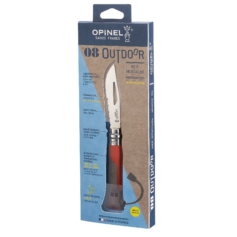 Couteau de poche outdoor soft terre rouge n°8 - opinel 