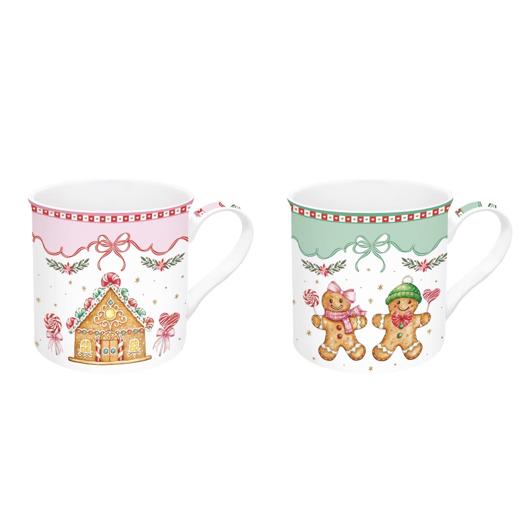 Sweet christmas, coffret 2 mugs en porcelaine fine 30 cl - easylife