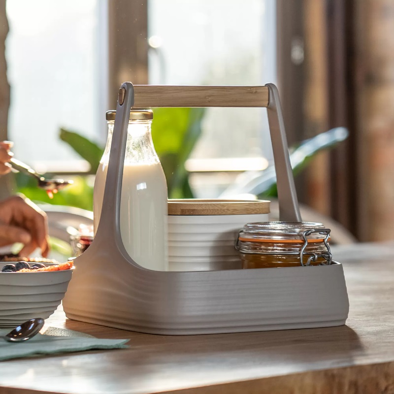 Desserte de table porte huile vinaigre ou serviettes tierra gris tourterelle - guzzini