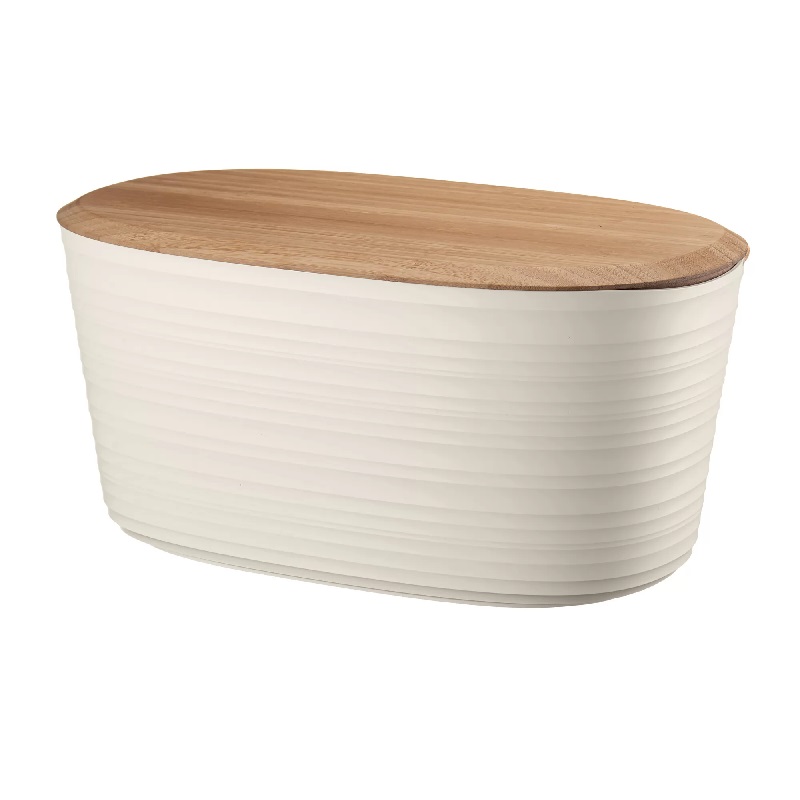 Boite a pain avec couvercle en bambou tierra blanc lait - guzzini