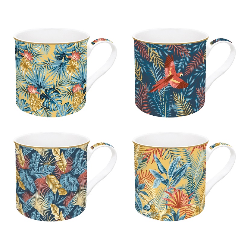 Coffret 4 mugs en porcelaine fine 300 ml equateur - easylife