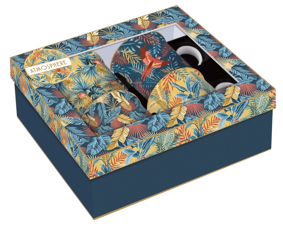 Coffret 4 mugs en porcelaine fine 300 ml equateur - easylife