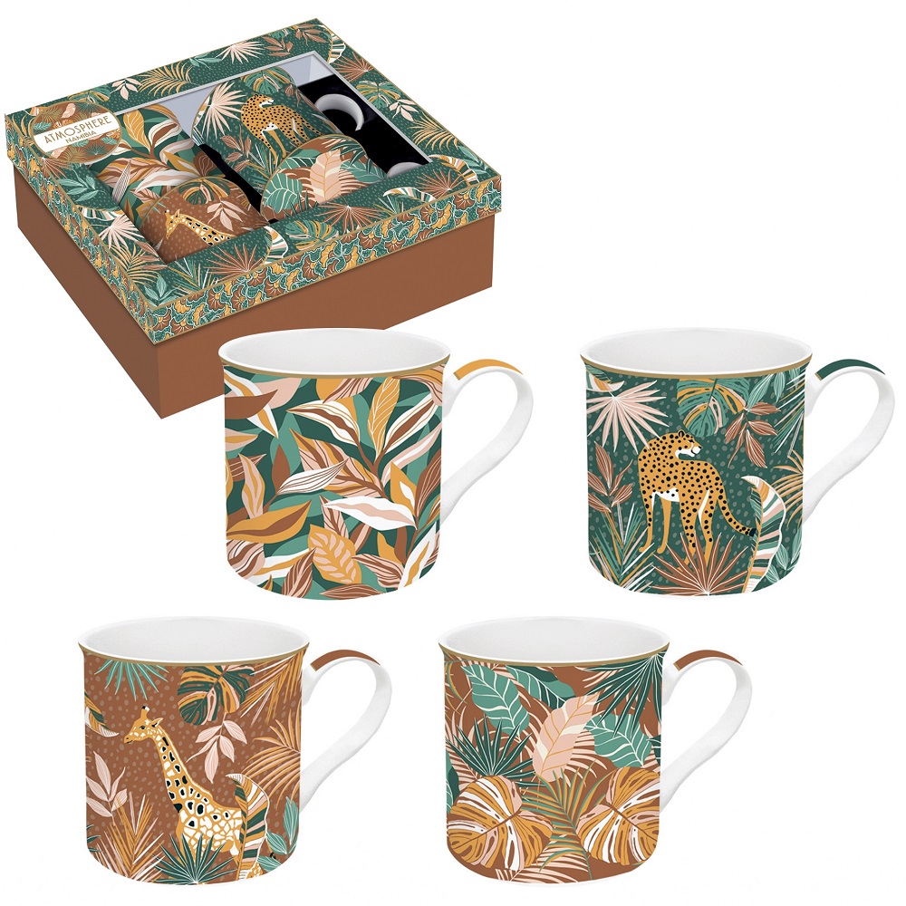 Coffret 4 mugs en porcelaine fine 300 ml namibia - easylife