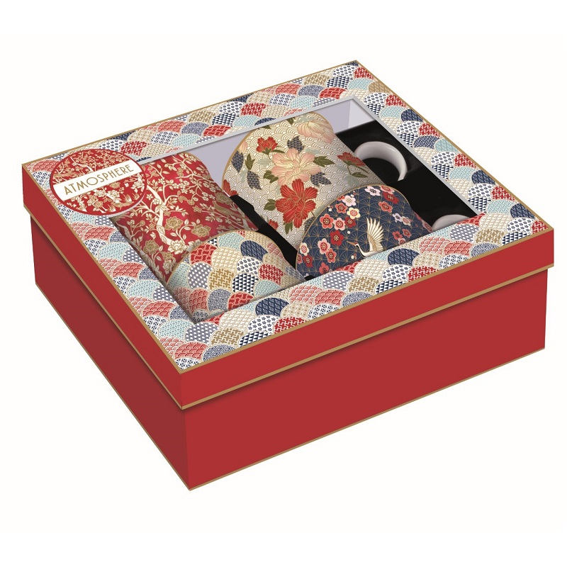 Coffret 4 mugs en porcelaine fine 300 ml okinawa - easylife