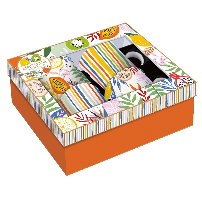 Coffret 4 mugs en porcelaine fine 300 ml tutti frutti - easylife