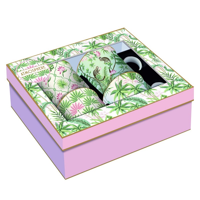 Coffret 4 mugs en porcelaine fine 300 ml wild tropical - easylife