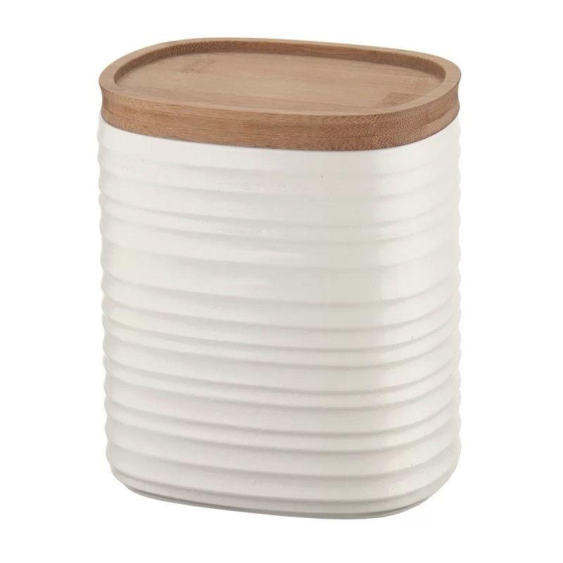 Boite m avec couvercles bambou 1 l tierra blanc lait - guzzini