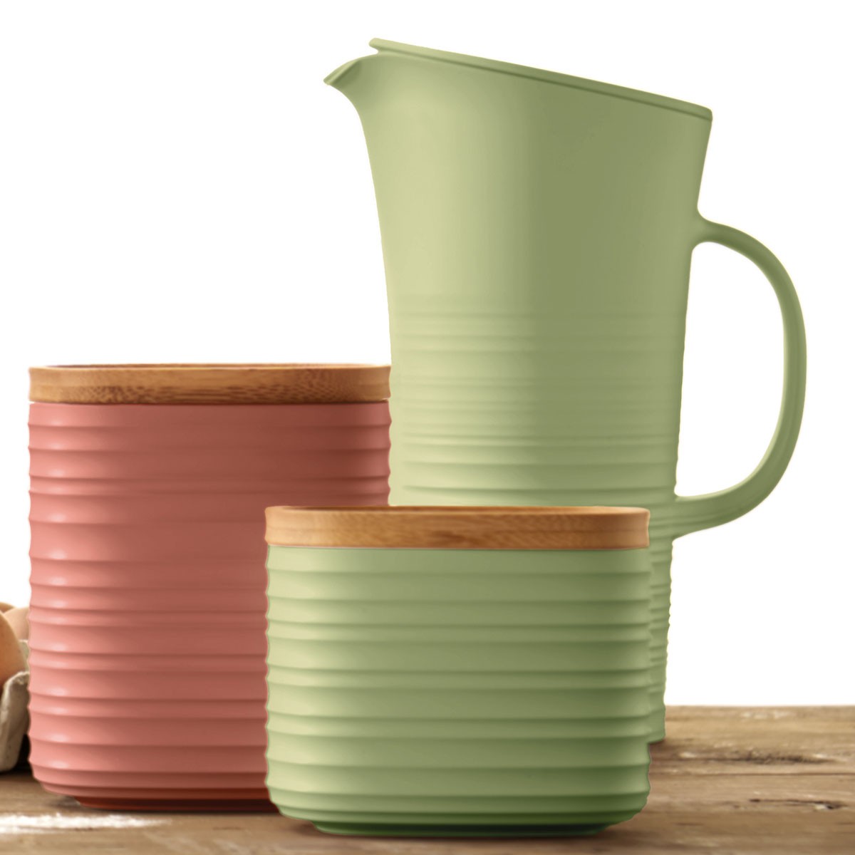 Boite de conservation tierra terracotta avec couvercle bois 1l - guzzini