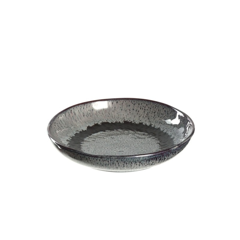 Lot de 6 assiettes creuses en ceramique matera gris 21 cm - leonardo