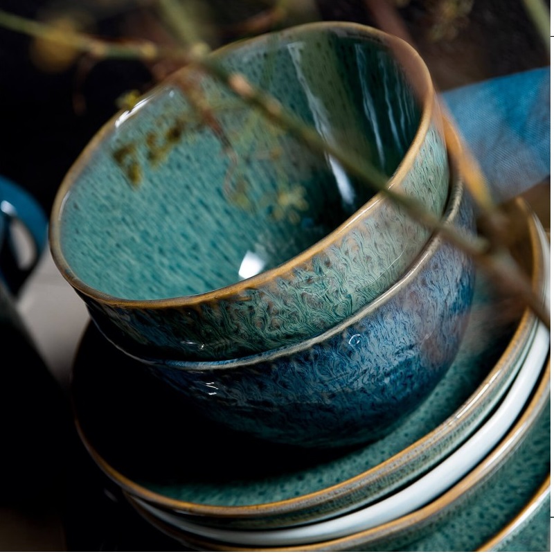 Lot de 4 tasses en ceramique matera bleu 25 cl - leonardo