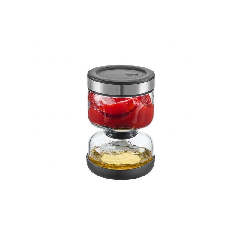 Lavina, bocal égouttoir en verre 2 compartiments en sablier 750 ml, pour égoutter cornichons et pickles - gefu