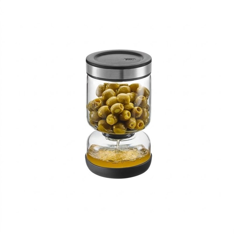 Lavina, bocal égouttoir en verre 2 compartiments en sablier 900 ml, pour égoutter cornichons et pickles - gefu