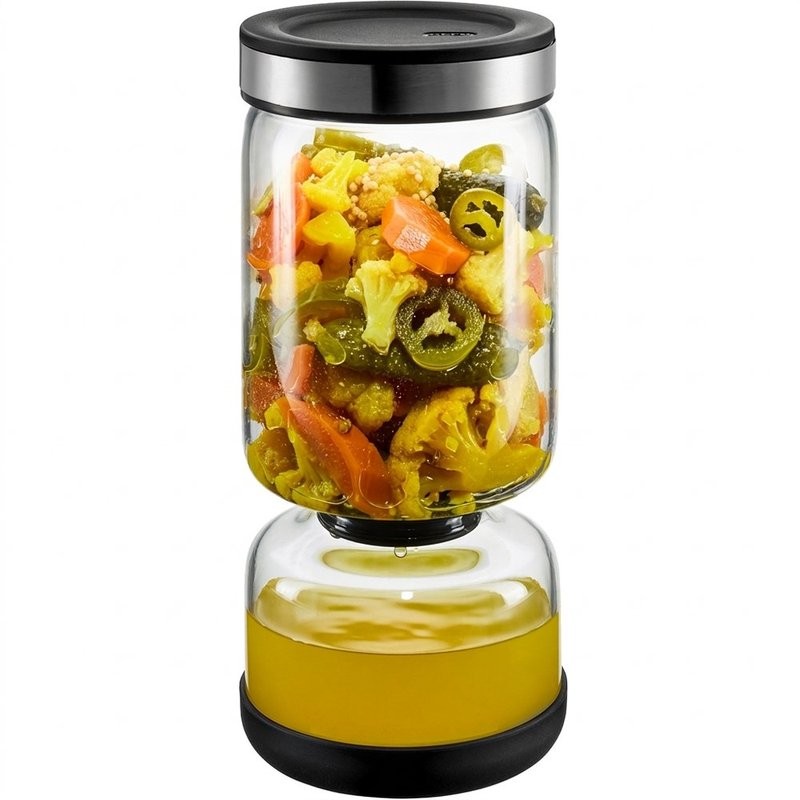 Lavina, bocal égouttoir en verre 2 compartiments en sablier 1300 ml, pour égoutter cornichons et pickles - gefu