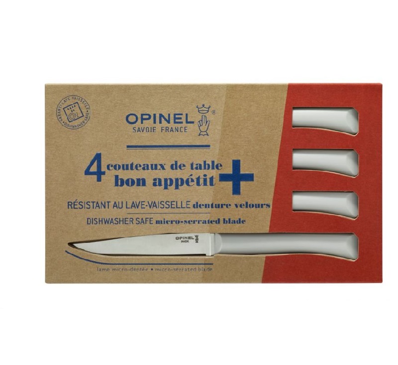 Coffret 4 couteaux de table bon appetit blanc nuage - opinel 