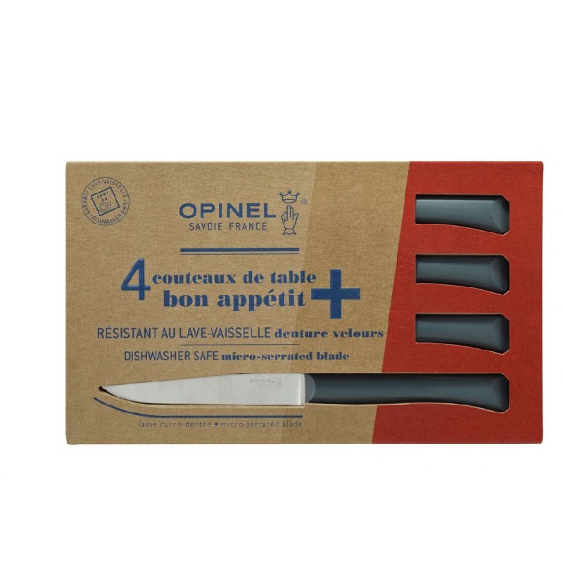 Coffret 4 couteaux de table bon appetit gris anthracite - opinel 