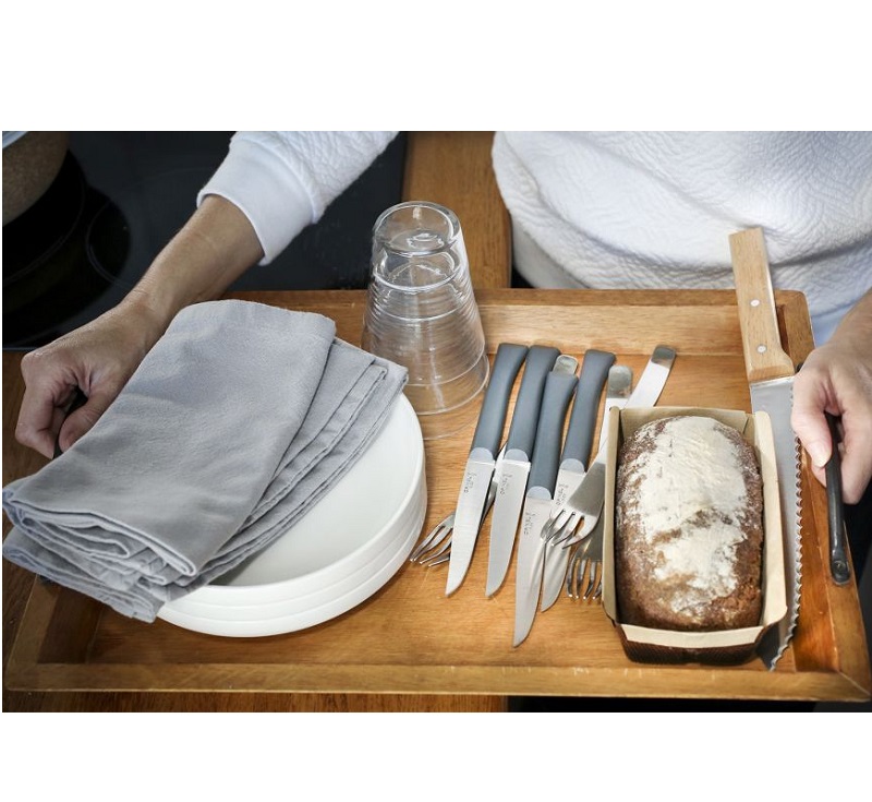 Coffret 4 couteaux de table bon appetit gris anthracite - opinel 