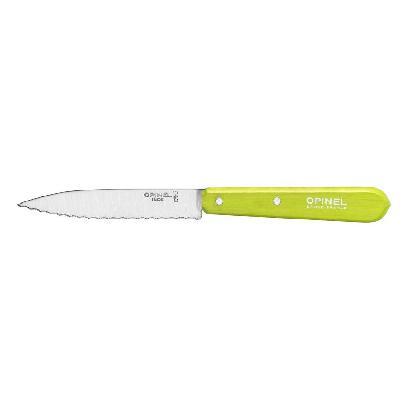 Couteau crante a tomate 10 cm manche vert pomme n°113 - opinel 