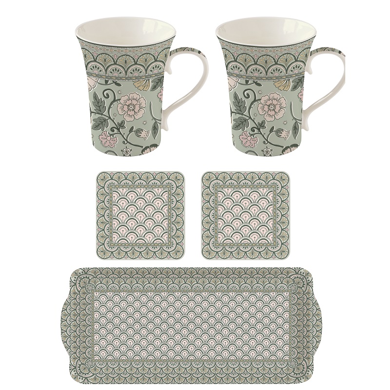 Coffret mug xxl en porcelaine 350 ml monsoon green - easylife