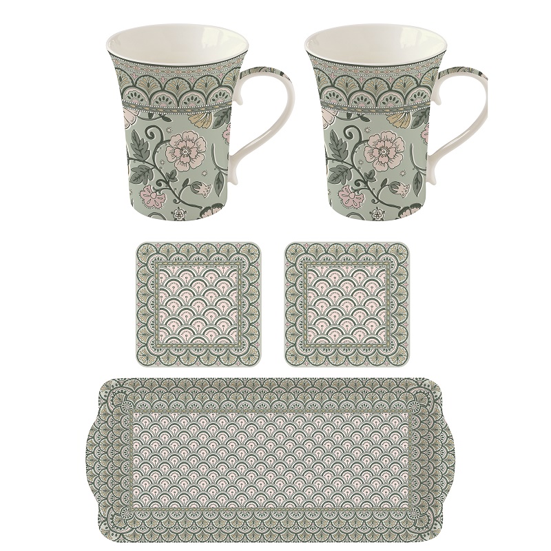 Coffret mug xxl en porcelaine 600 ml monsoon green - easylife