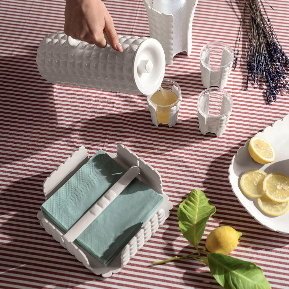 Porte serviette de table horizontale tiffany gris nuage - guzzini