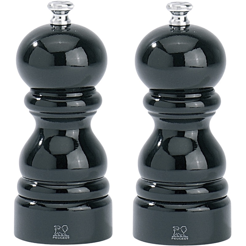 Paris duo coffret moulins a sel et poivre noir laque 12 cm - peugeot saveurs