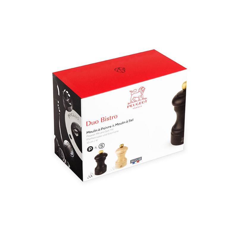 Duo bistro moulin a poivre chocolat et moulin sel naturel 10 cm - peugeot saveurs