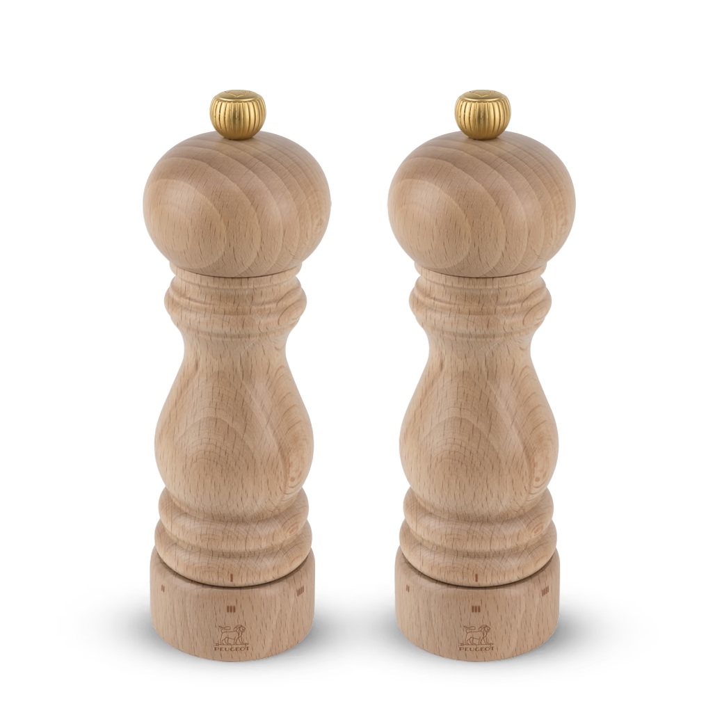 Duo de moulins à poivre et à sel manuels en bois, paris u'select, naturel, 18cm - peugeot saveurs