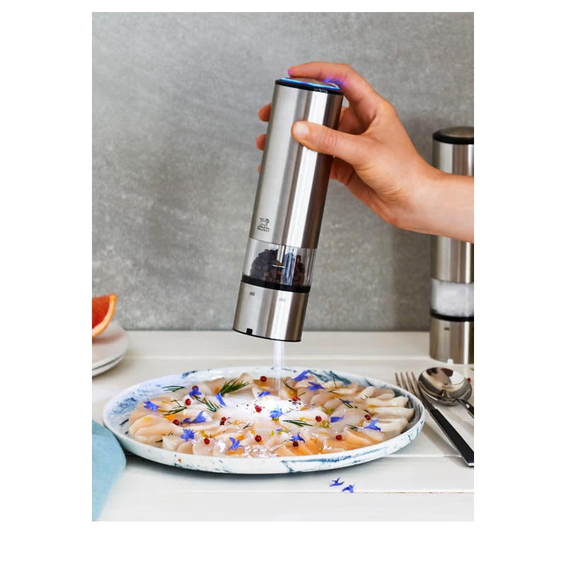 Coffret cadeau elis sense 20 cm - duo de moulins à poivre et à sel électriques u'select - peugeot saveurs