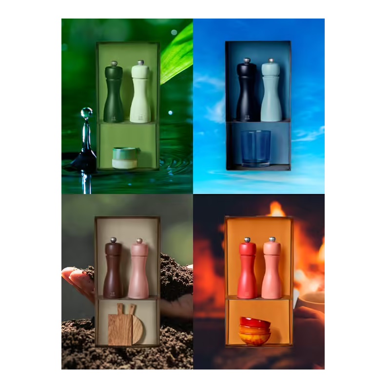 Tahiti air duo moulin a sel bleu azur et moulin a poivre bleu nuit - peugeot saveurs