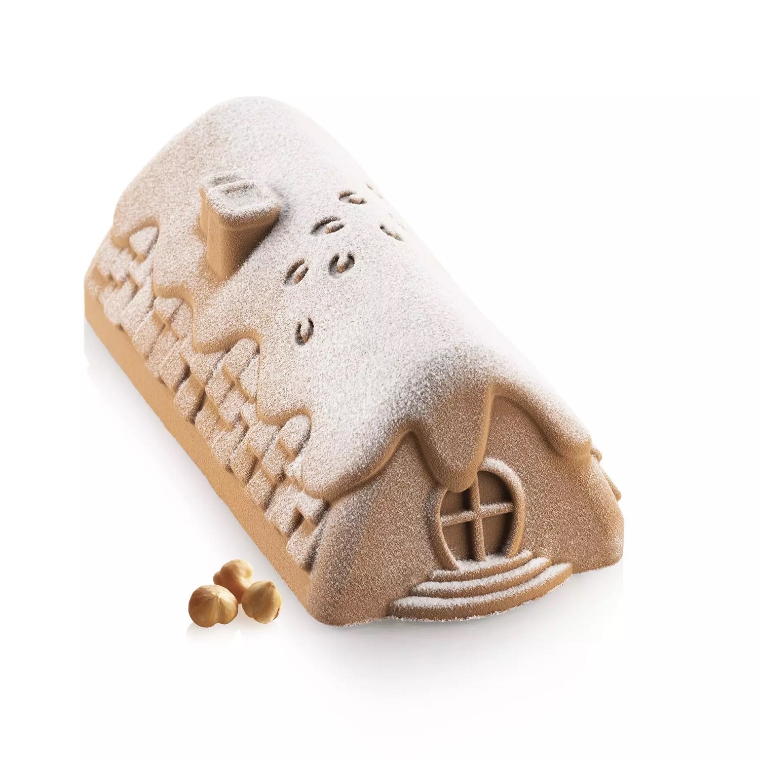 Moule à bûche en silicone winter cottage 23 cm - silikomart