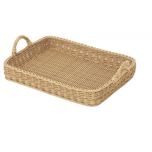 Plateau petit dejeuner facon rotin 44 x 33x 6 cm beige - saleen