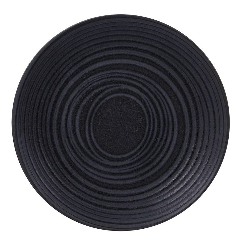 Lot de 6 assiettes plates moon noir 27 cm - table et passion 
