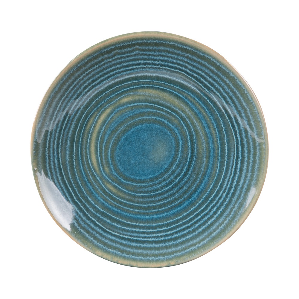 Lot de 6 assiettes dessert moon bleu lagon 21 cm - table et passion 
