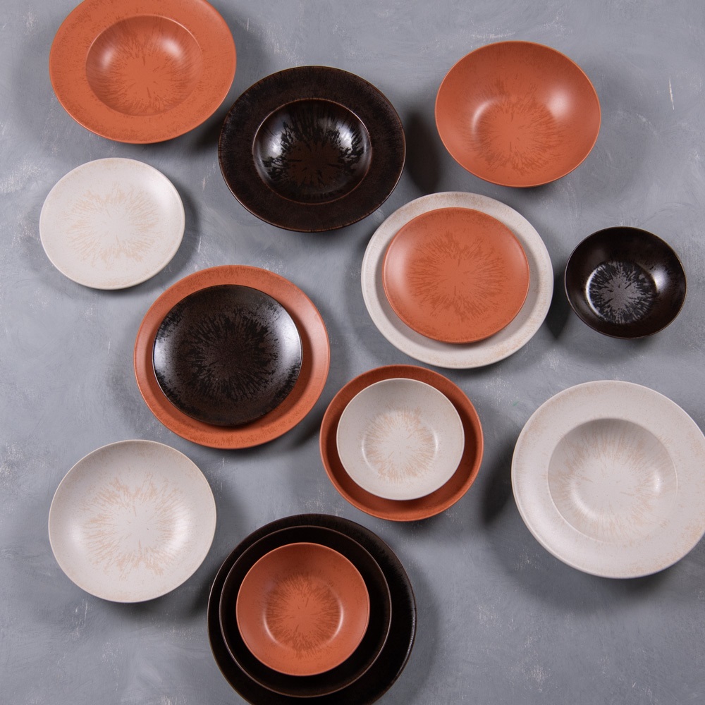 Lot de 4 assiettes à pâtes onyx crème 27 cm - table et passion 