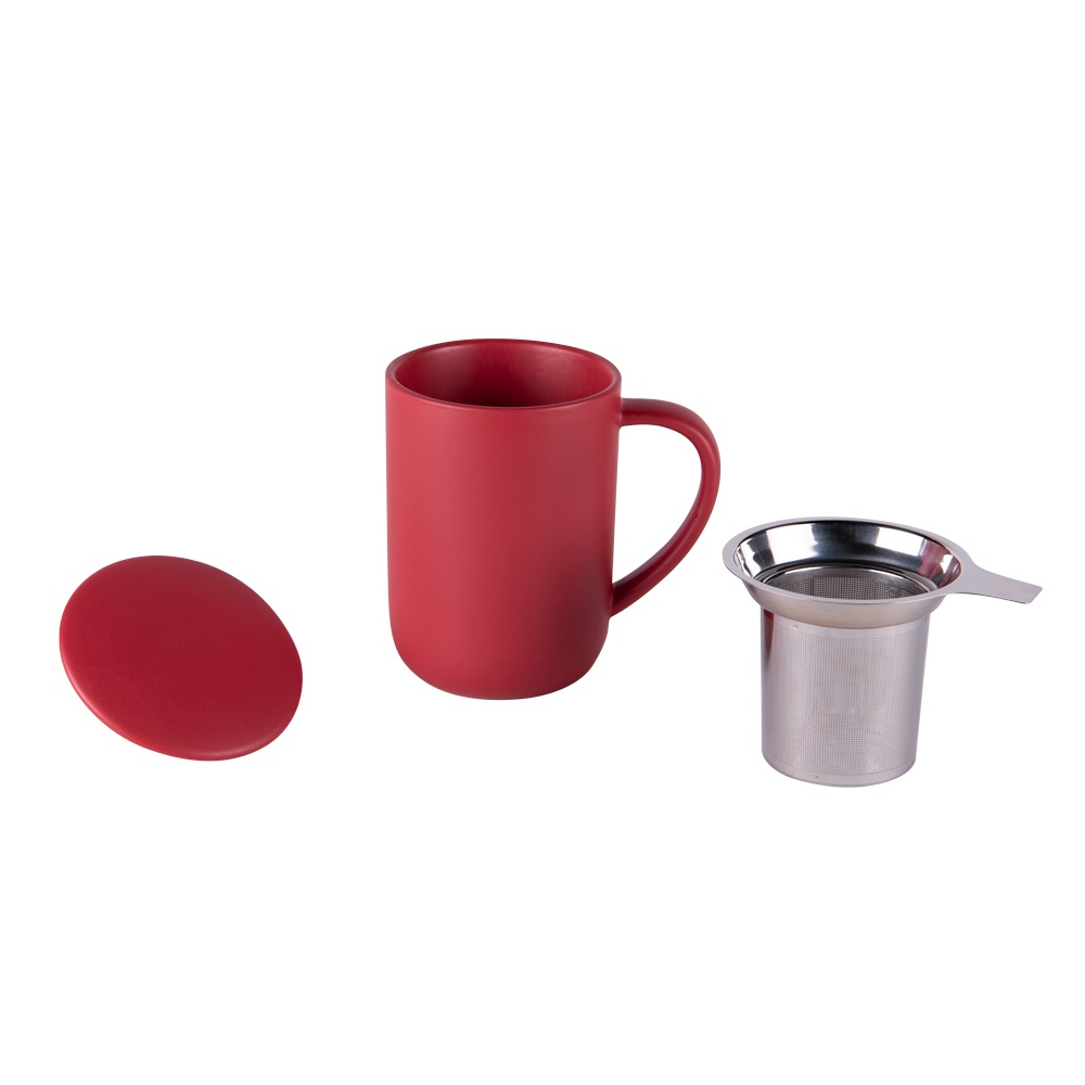 Tisanière avec filtre inox 470 ml uno matt rouge - table et passion 