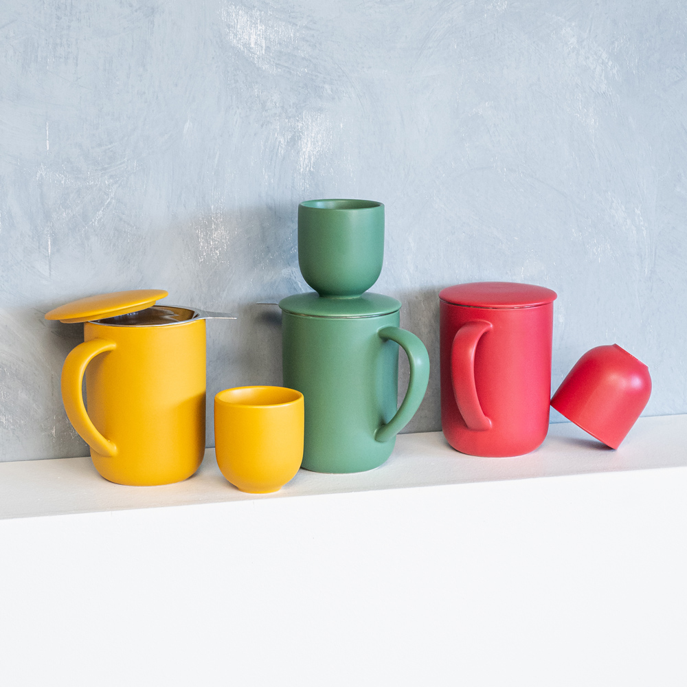 Tisanière avec filtre inox 470 ml uno matt jaune - table et passion 