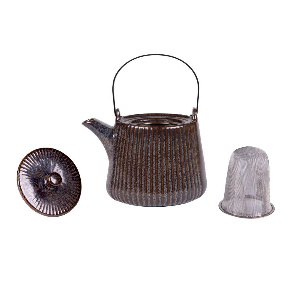 Théière en céramique tiao noir marron 1l - table et passion