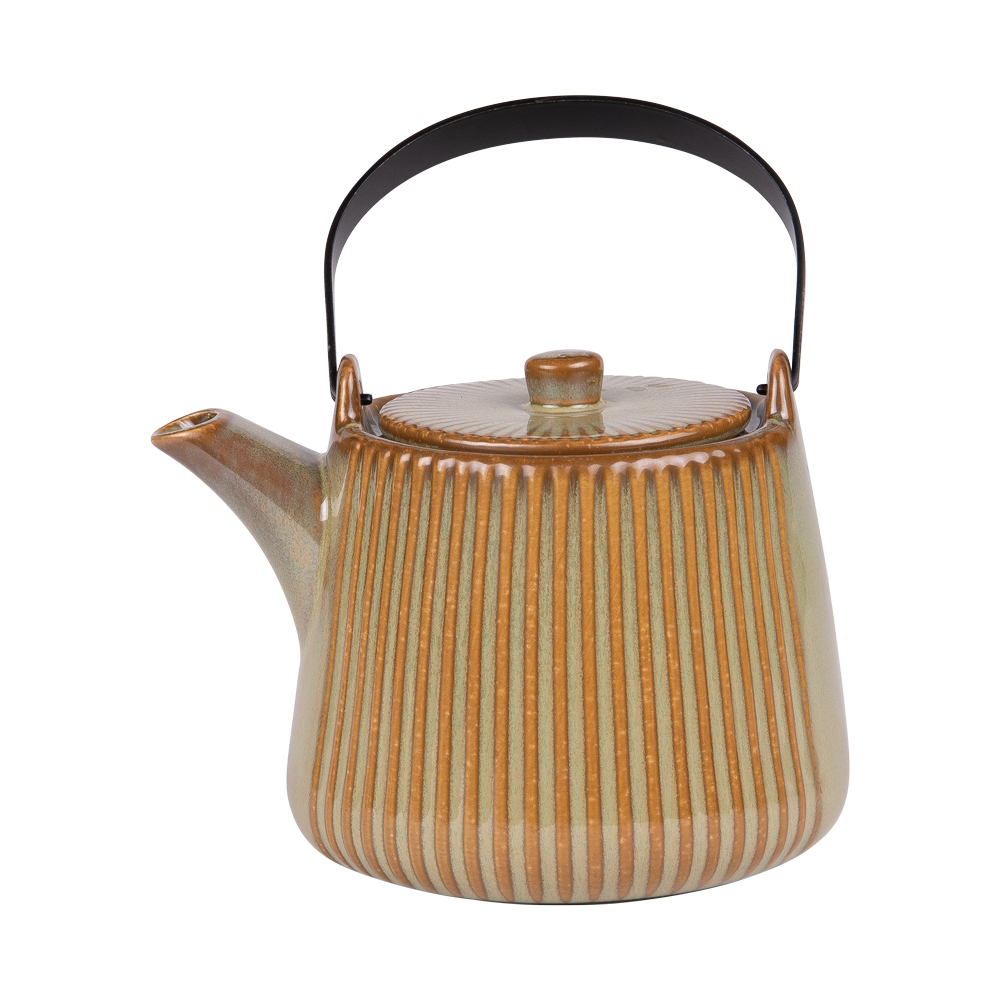 Théière en céramique tiao vert orange 1l - table et passion
