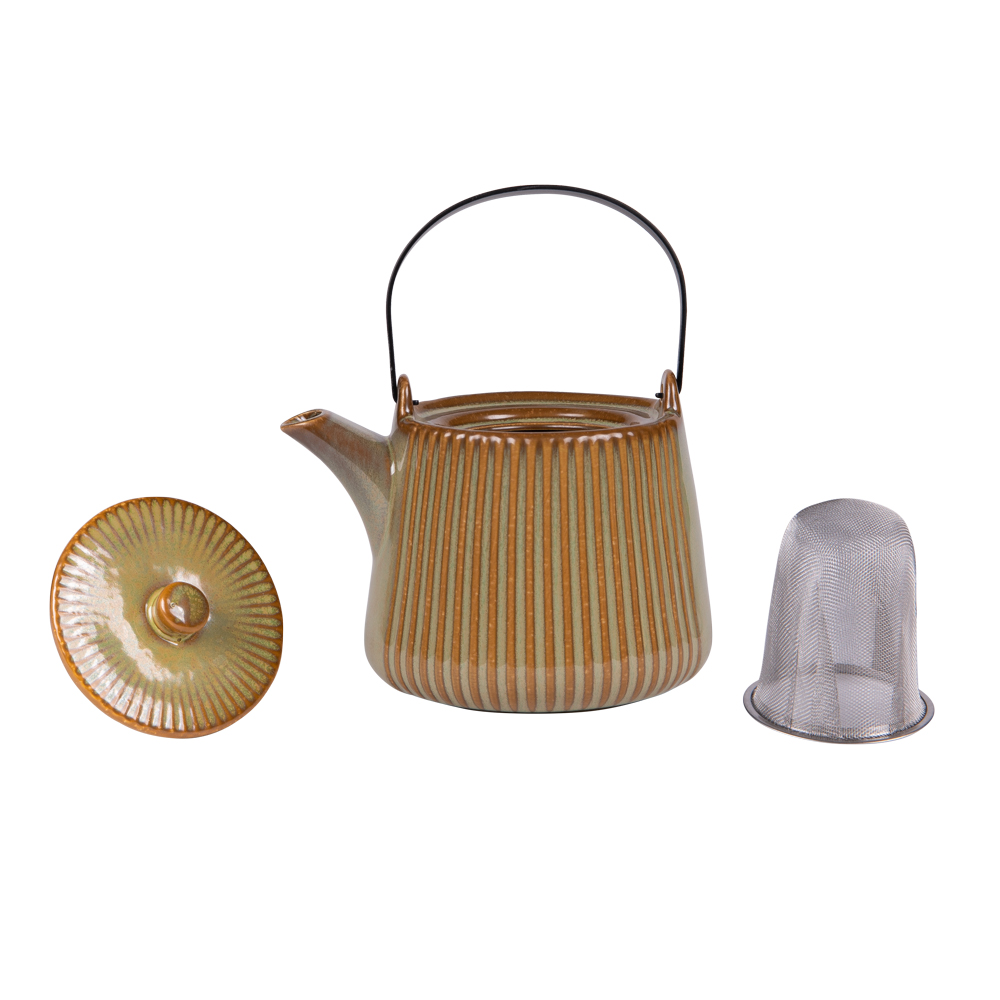 Théière en céramique tiao vert orange 1l - table et passion