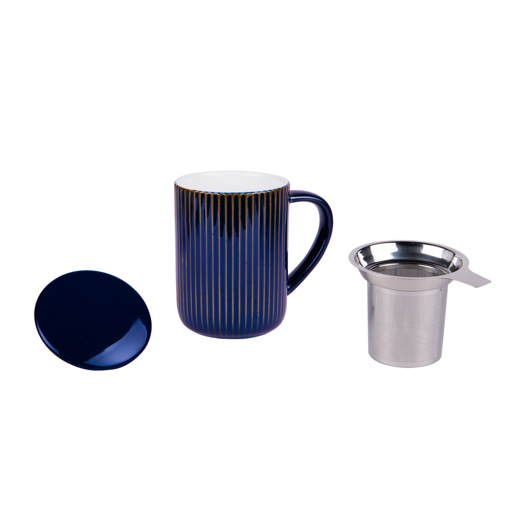 Tisanière en céramique tiao bleu 470 ml - table et passion