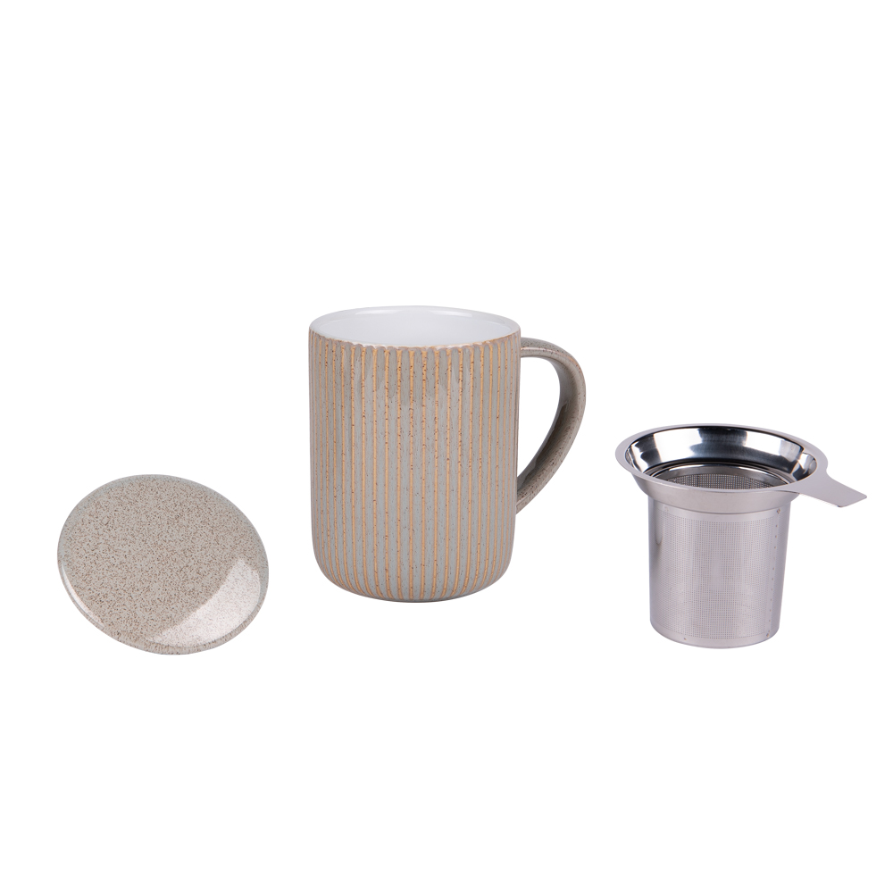 Tisanière en céramique tiao beige 470 ml - table et passion