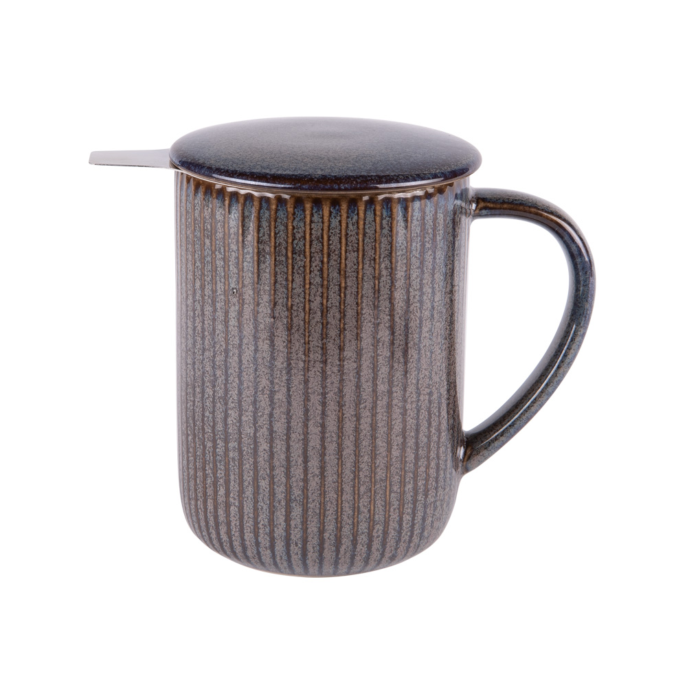 Tisanière en céramique tiao gris noir 470 ml - table et passion