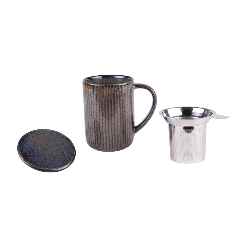 Tisanière en céramique tiao gris noir 470 ml - table et passion