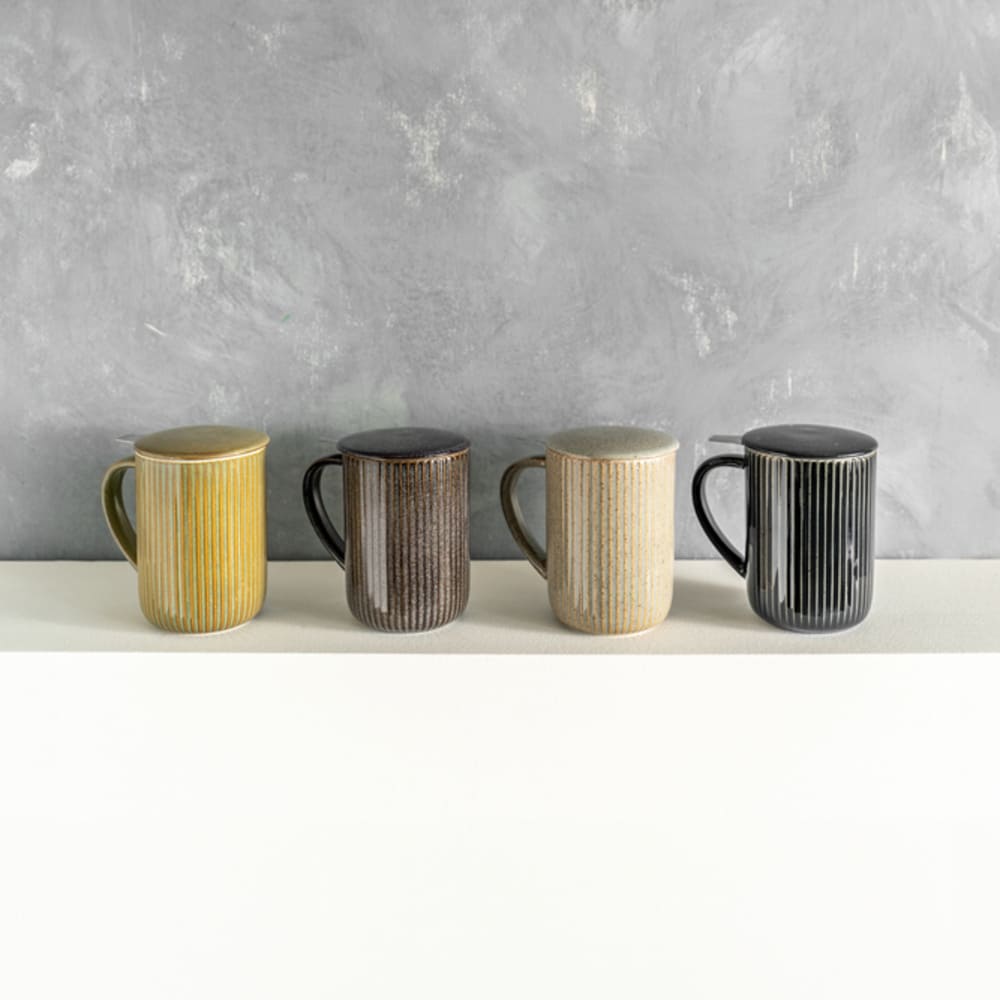 Tisanière en céramique tiao gris noir 470 ml - table et passion