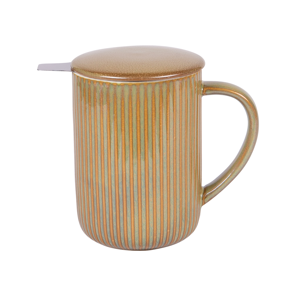 Tisanière en céramique tiao vert orange 470 ml - table et passion