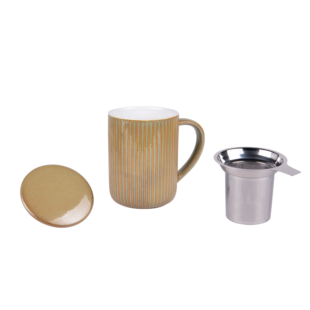 Tisanière en céramique tiao vert orange 470 ml - table et passion